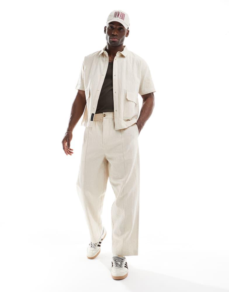 Native Youth Native Youth relaxed linen trousers with cornelli embroidery co-ord in cream
