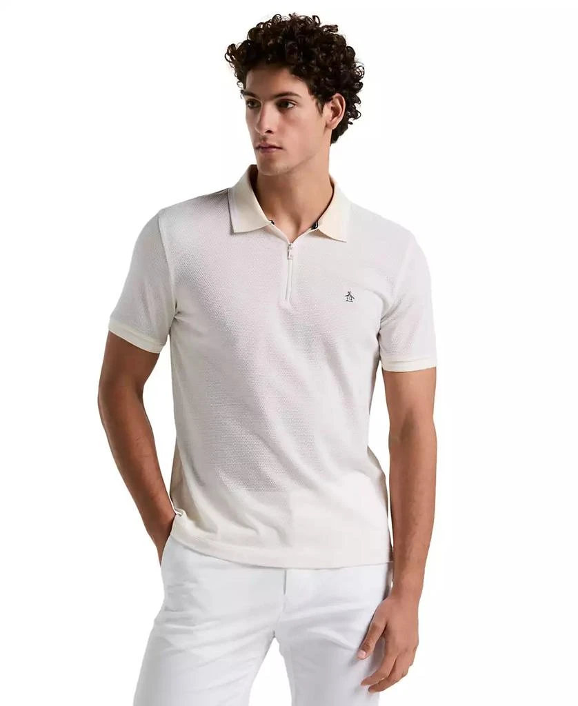 Original Penguin Men's Quarter-Zip Jacquard Polo Shirt 1