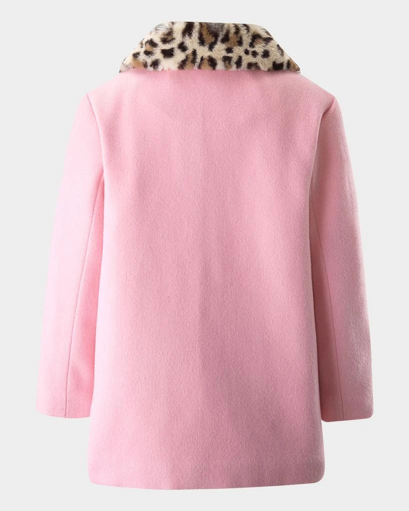 Rachel Riley Girl's Faux Fur Leopard Collar Coat, Size 2-10 2