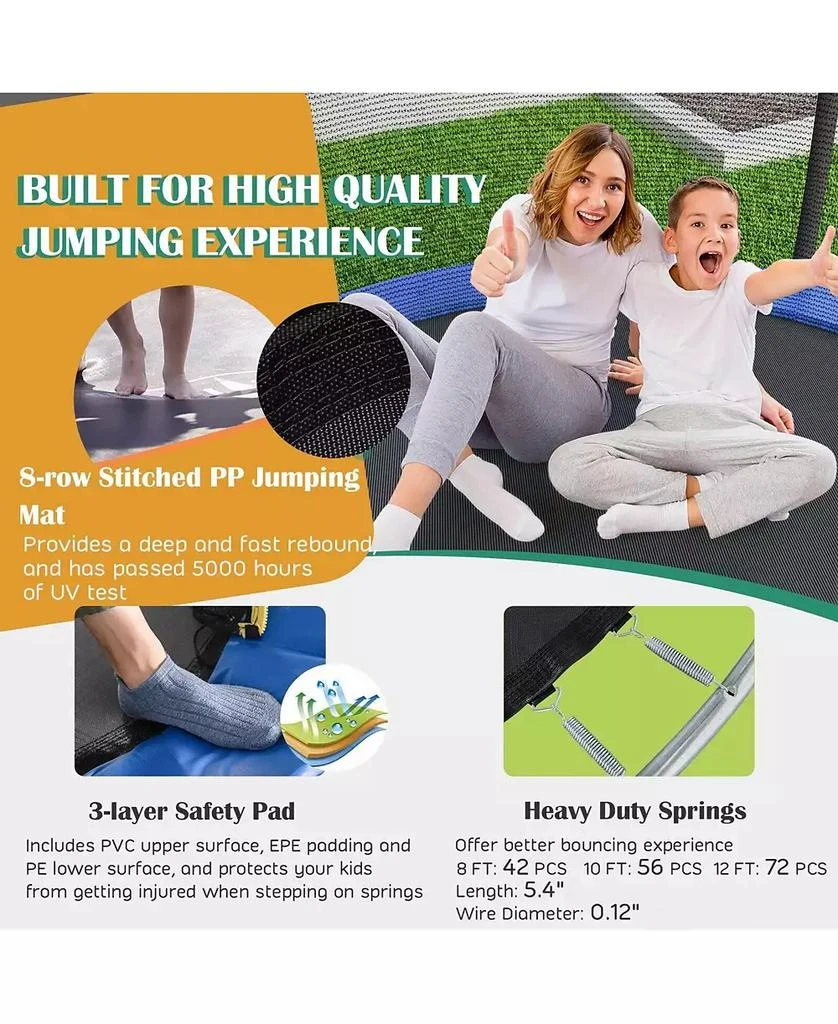 GOUUN 12 Feet Recreational Trampoline with Basketball Hoop 7