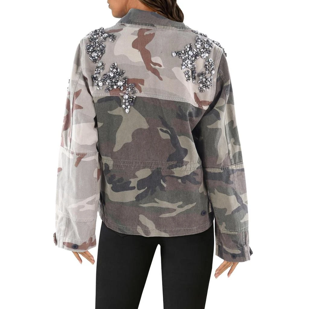 ALL SAINTS Womens Embellished Denim Denim Jacket 2