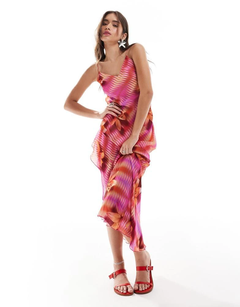 Mango Mango X Siedres flower print midi cami dress in pink 4