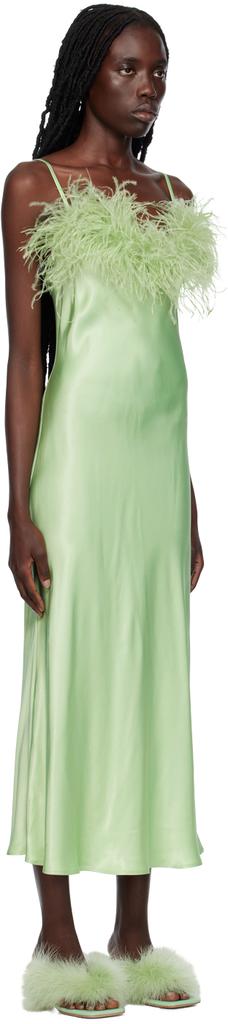 Sleeper Green Feather Slip Dress