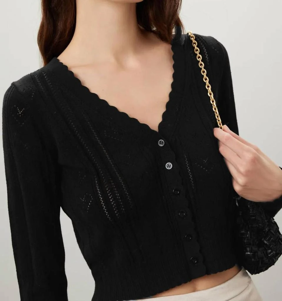 LoveShackFancy Petra Crop Cardigan In Black