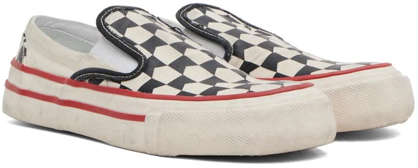 Rhude Off-White & Black Checkered Sneakers 4