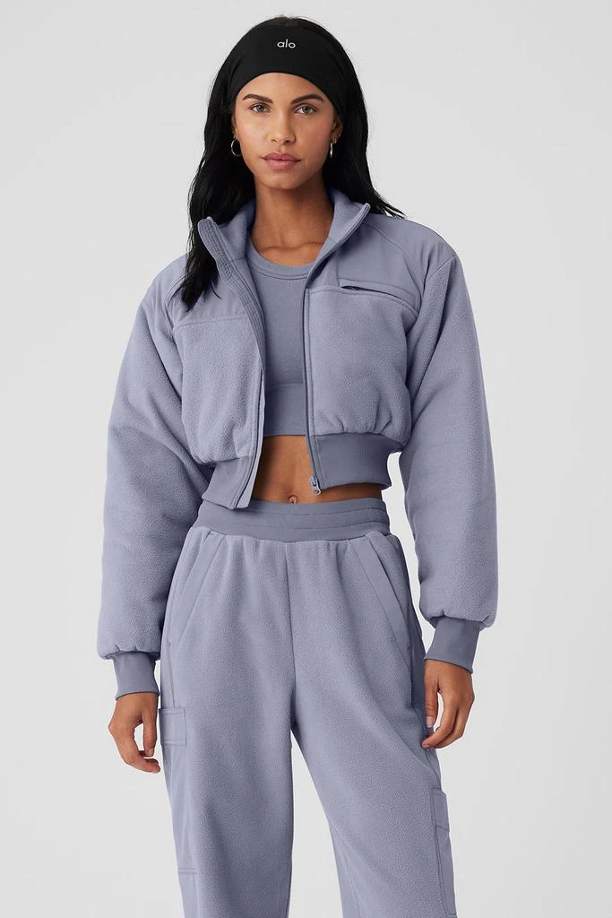 Alo Polar Fleece Cropped Wintry Mix Jacket - Fog 1
