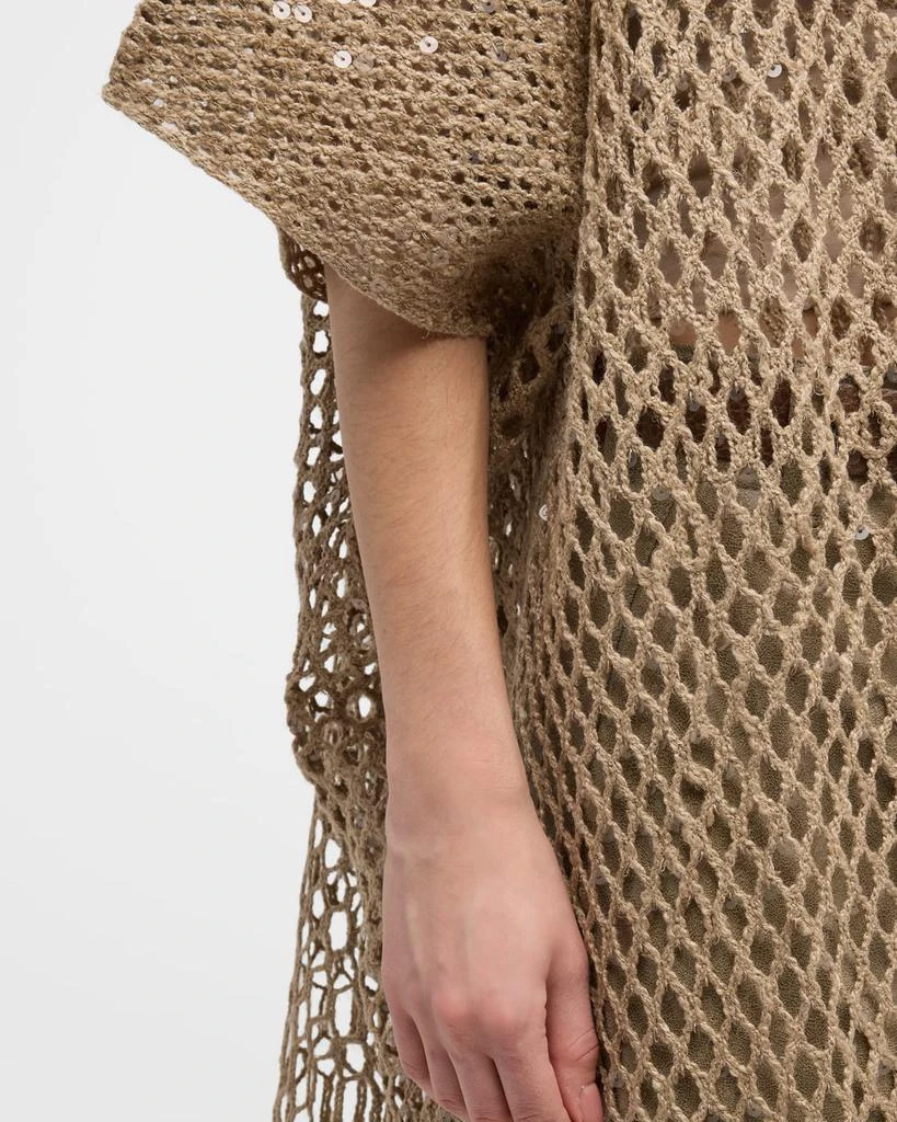 Brunello Cucinelli Fringed Paillette Opera-Knit Cardigan 6