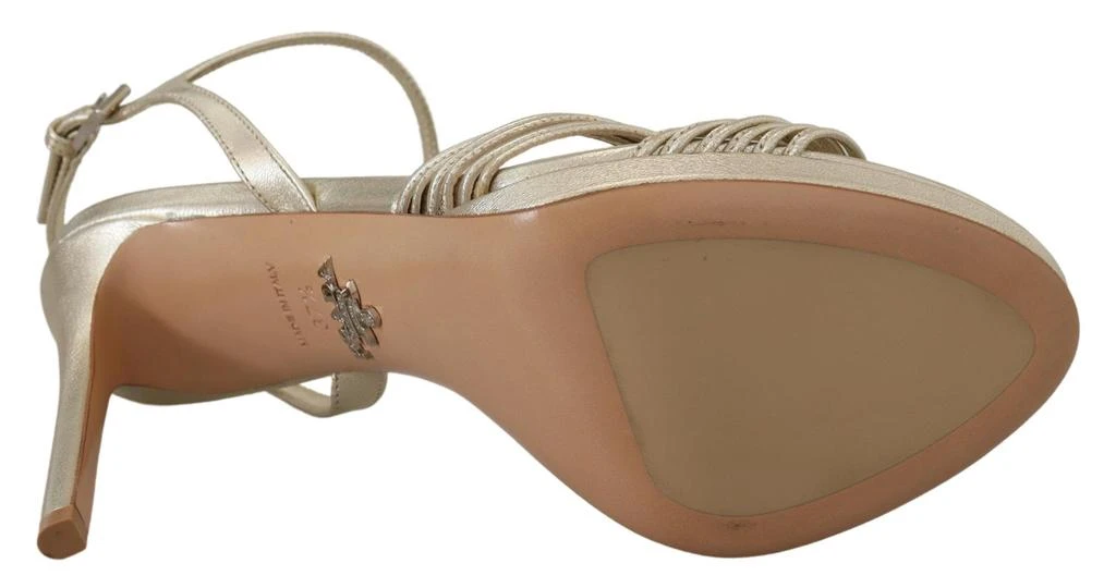 Prada Gold Leather Sandals Ankle Strap Heels Stiletto Sandal 2