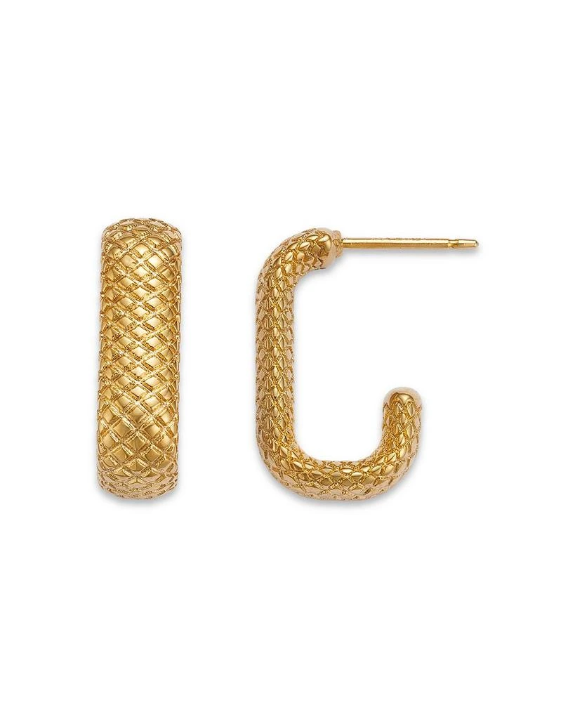 Bloomingdale's Fine Collection Faceted Texture Rectangular Hoop Earrings 14K Yellow Gold 3