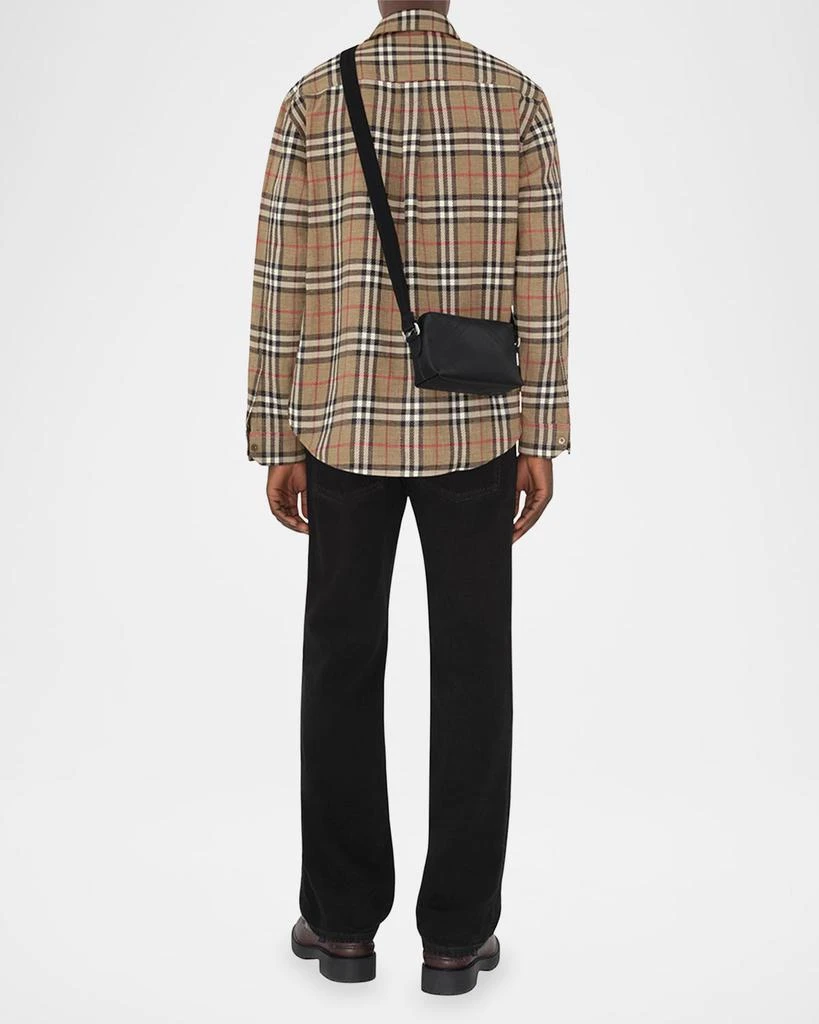 Burberry Men's Check Embossed Leather Mini Crossbody Bag 6