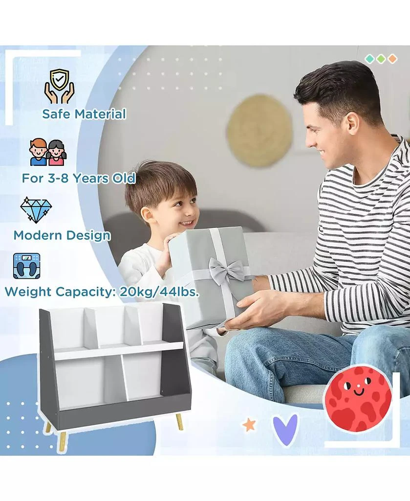 HONGGE 2 Tier Kids Bookcase with Toy Storage Compartments 7