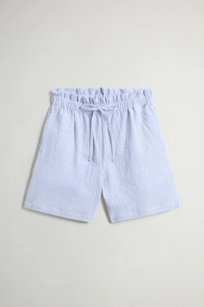 Woolrich Seersucker Cotton Shorts - Women - Blue 4