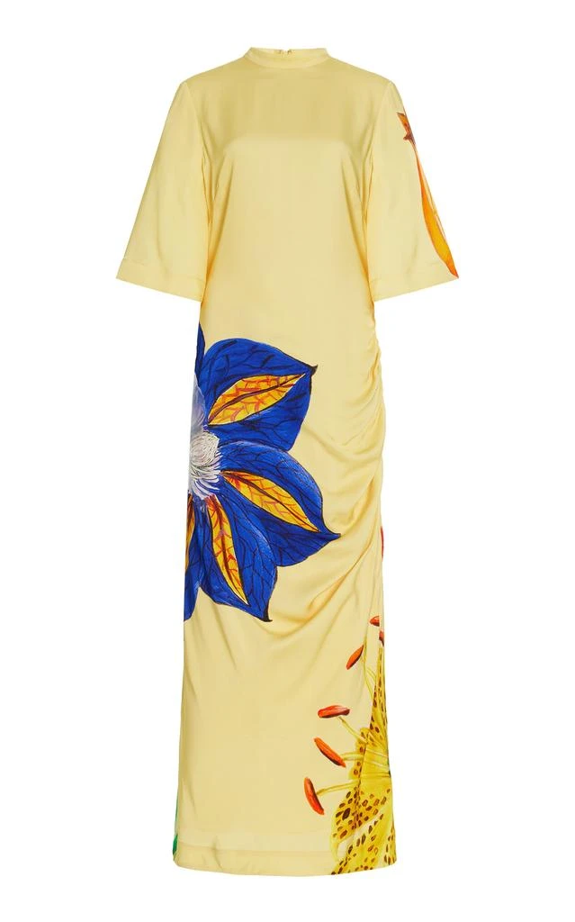 ALÉMAIS ALÉMAIS - Dahlia Printed Crepe Midi Dress - Yellow - AU 4 - Moda Operandi 1