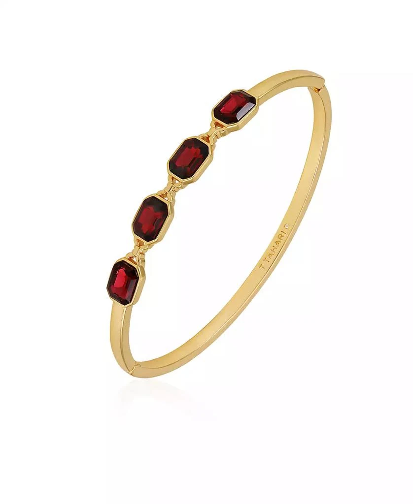 T Tahari Gold-Tone and Dark Red Glass Stone Hinge Bangle Bracelet 1