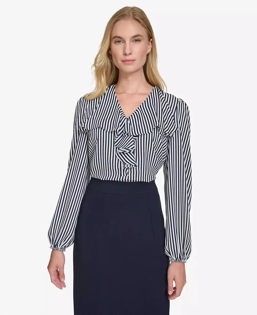 Tommy Hilfiger Women's Striped Ruffled Long-Sleeve Top 1
