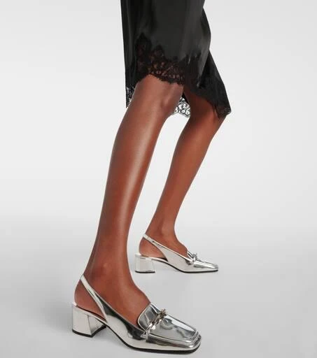 Jimmy Choo Diamond Tilda metallic leather slingback pumps 7