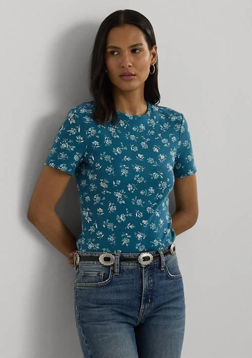 Ralph Lauren Ralph Lauren Petite Floral Stretch Cotton Crew Neck T Shirt 1