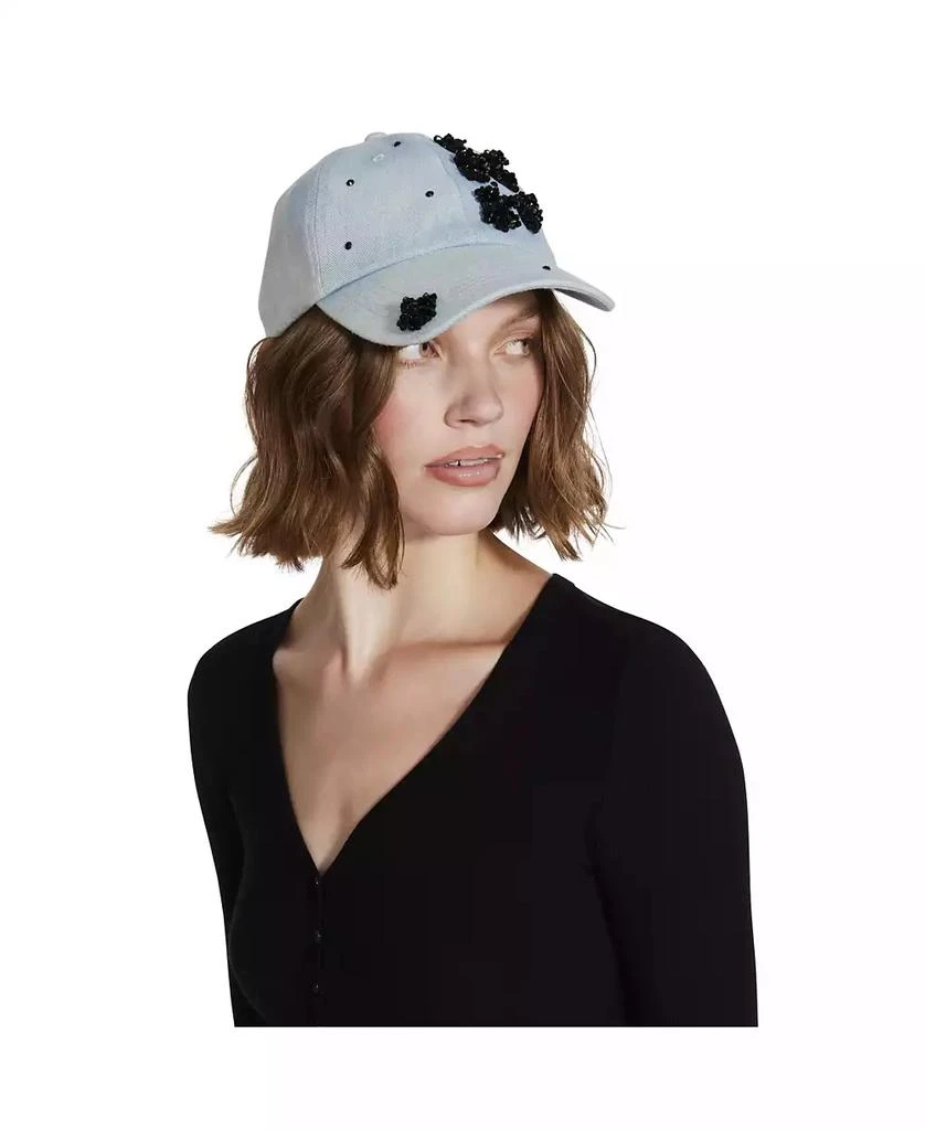 Steve Madden Denim Floral Embellishment Baseball Hat 5