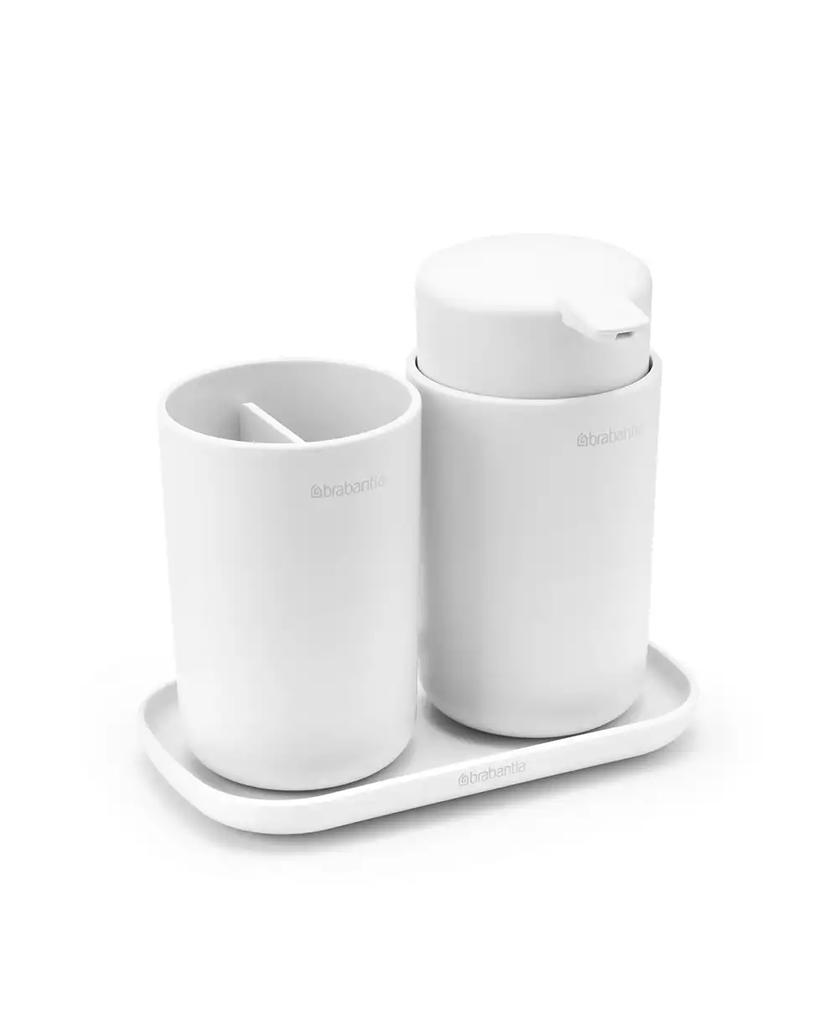 Brabantia Renew Bathroom Accessory Set of 3 - Soap Dispenser, Toothbrush Holder and Tray