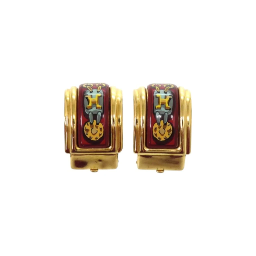 Hermes blue Color yellow Metal Clip Earrings (Pre-Owned)