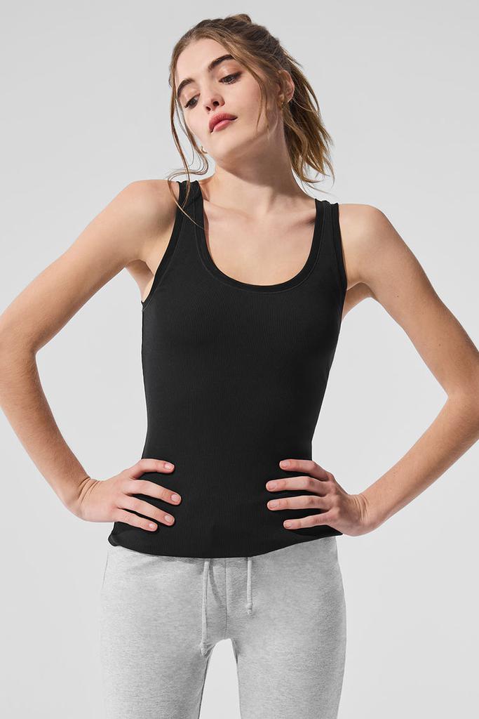 Alo Ribbed Mesh Secret Tank - Black