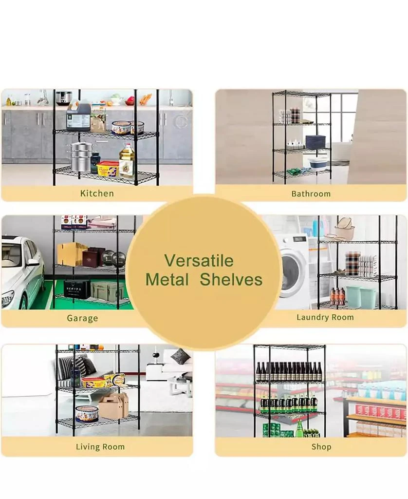 SUGIFT 4-Tier Steel Kitchen Storage Shelf Storage Pantry Organizer in Black 6