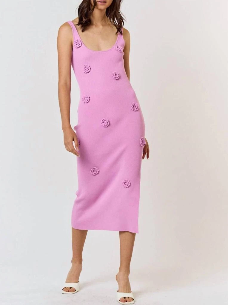 knee length dresses for ladies Indee Candy Pink Midi Puebla Dress 10 main image 1