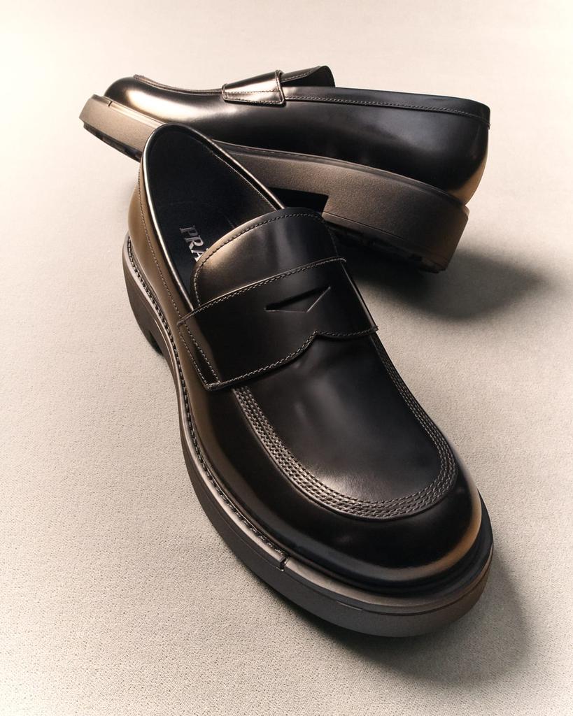 Prada Men
s Diapason Leather Penny Loafers