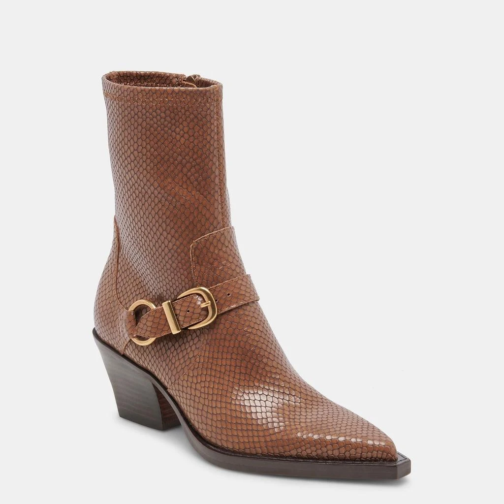 Dolce Vita Rave Wide Calf Boots Saddle Embossed Leather 2