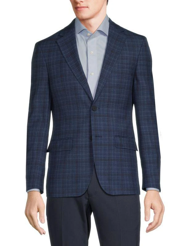 Calvin Klein Slim Fit Plaid Wool Blend Blazer 1