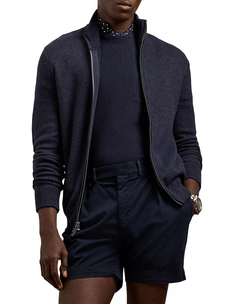 Ralph Lauren Mock Turtleneck Silk-Cotton Zip Sweater 9