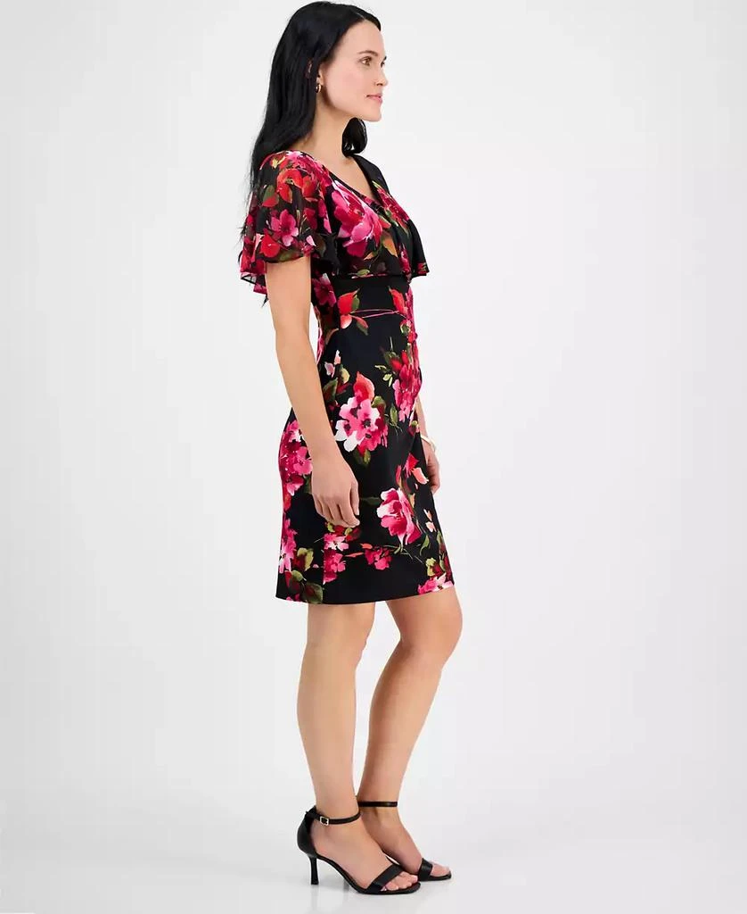 Connected Petite Printed Cape-Overlay Sheath Dress 3