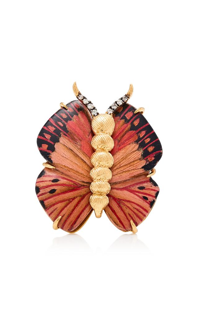 Silvia Furmanovich Silvia Furmanovich - The Marquetry butterfly 18K Yellow Gold And Diamond Ring  - Pink - US 7 - Moda Operandi - Gifts For Her