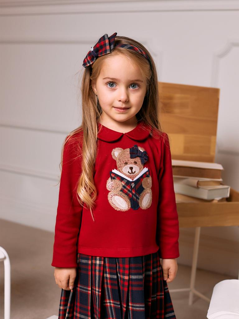 Patachou Patachou Girls Tartan Bow Headband in Red