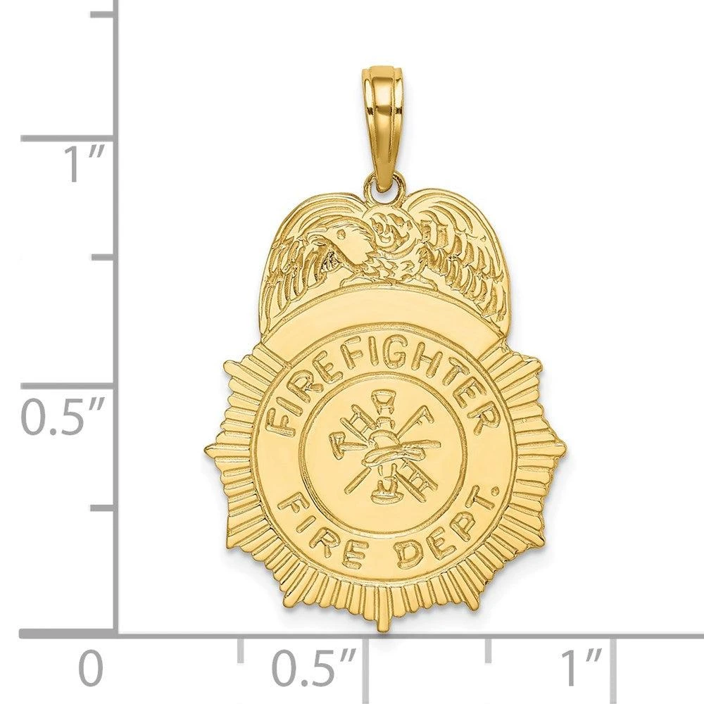 Diamond2Deal 14k Yellow Gold FIREFIGHTER FIRE DEPT. Badge Charm Pendant 3