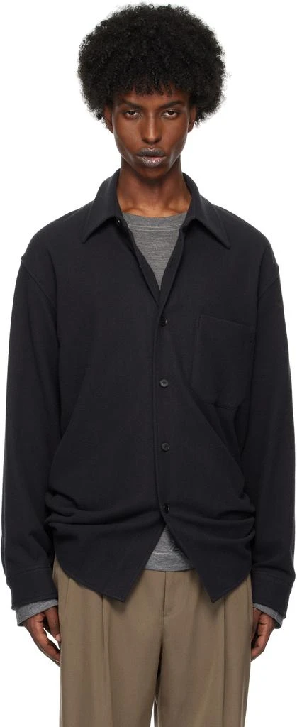 AURALEE Black Brushed Super Fine Wool Flannel Shirt 1