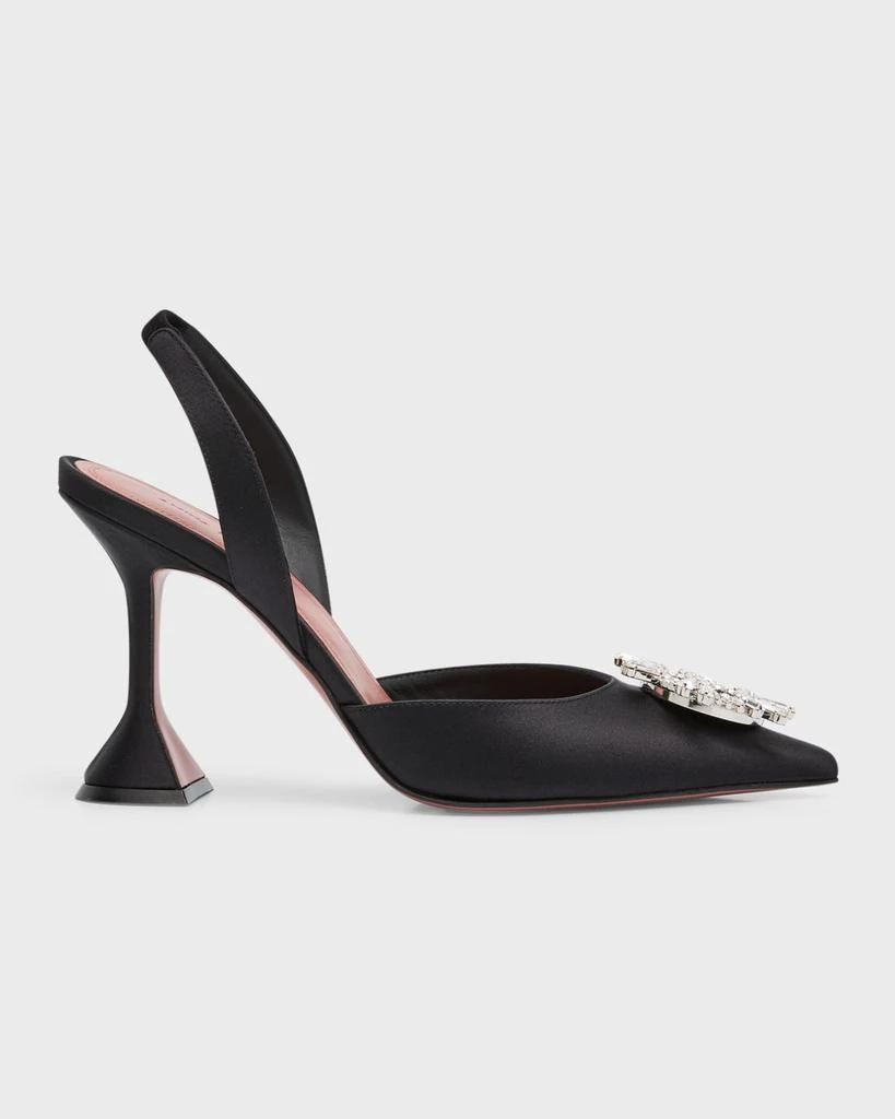 Amina Muaddi Begum Satin Crystal Slingback Pumps 1