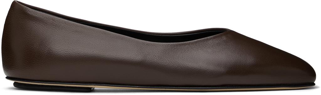 LEGRES Brown Nappa Leather Ballerina Flats