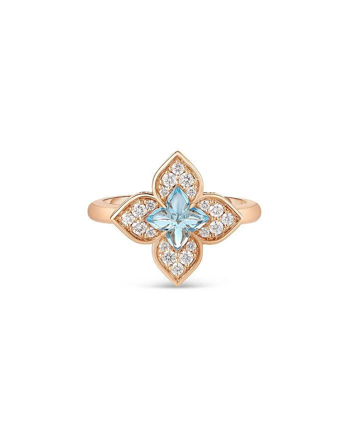 Roberto Coin 18K Rose Gold Venetian Princess Carnival Blue Topaz
Diamond Flower Ring