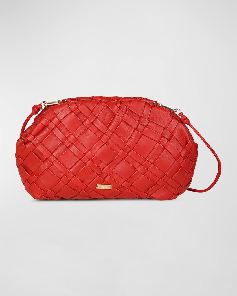Rafe Aya Frame Woven Leather Clutch Bag