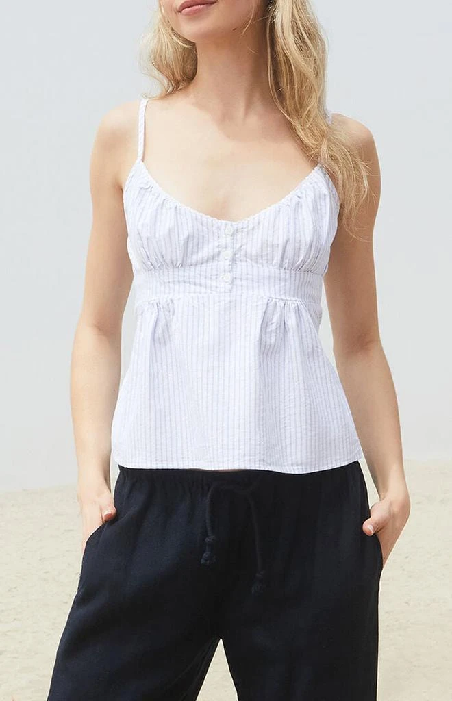 John Galt Blue & White Striped Tiffany Tank Top 2