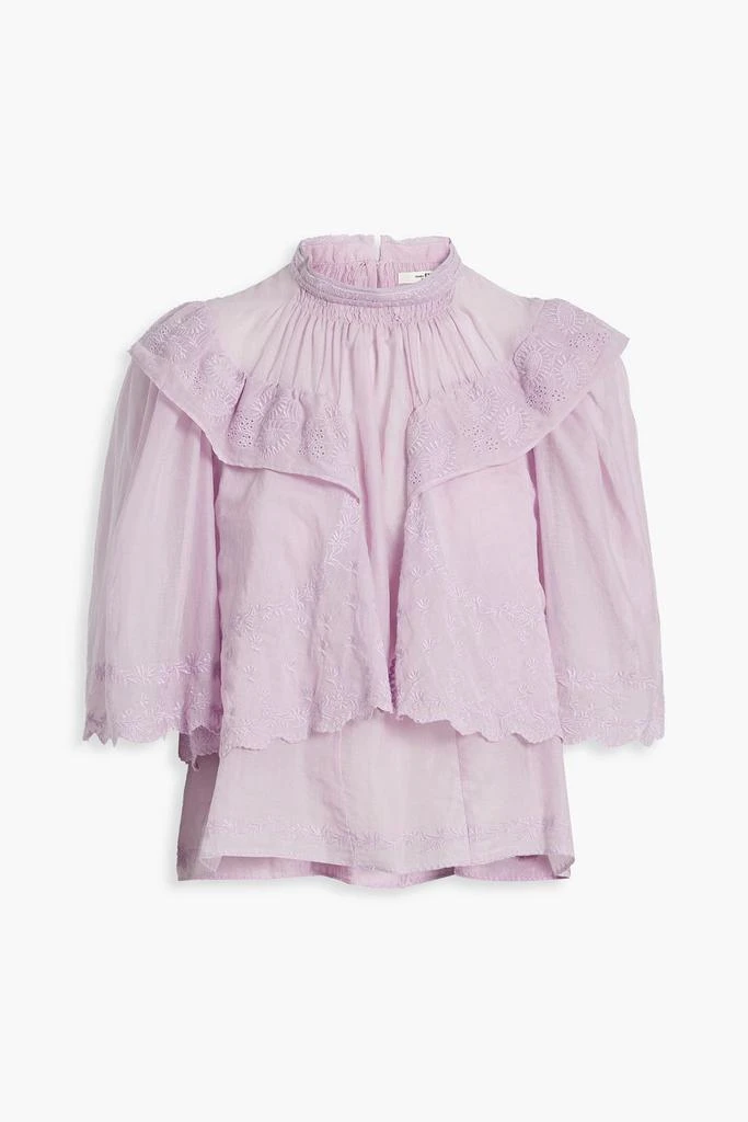 MARANT  ÉTOILE Laeti ruffled broderie anglaise-trimmed cotton-gauze top 1