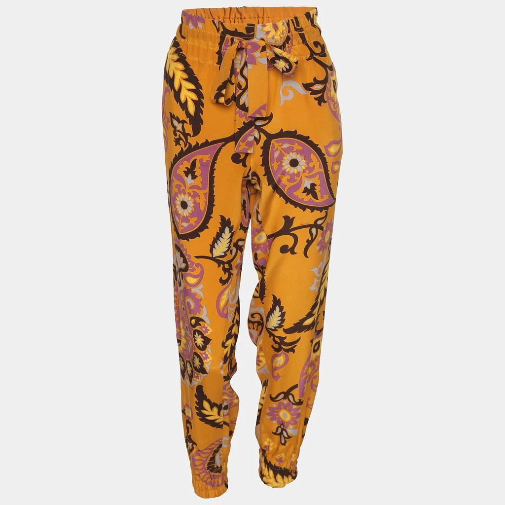 Gucci Gucci Ochre Yellow Paisley Printed Silk Elasticized Waist Jogger Pants S 1