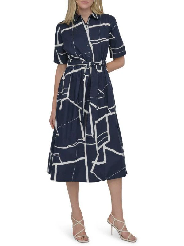 DKNY Abstract Short Sleeve Midi Shirtdress 4