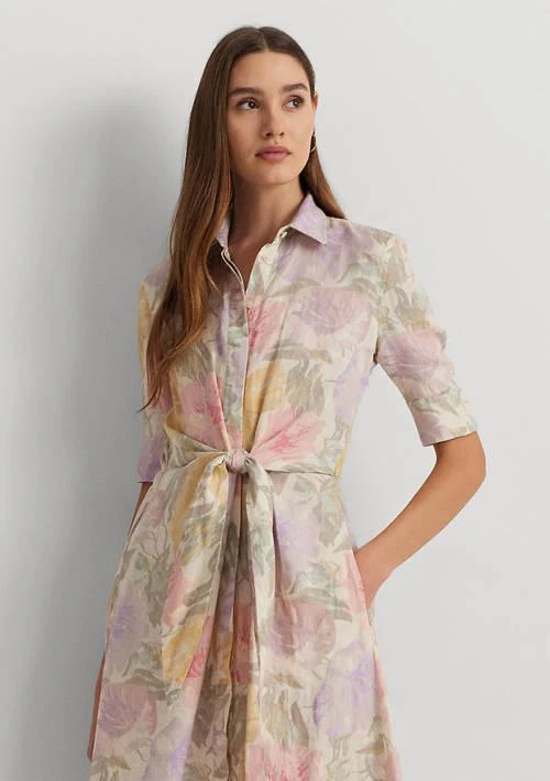 Lauren Ralph Lauren Ralph Lauren Petite Floral Tie Front Linen Shirtdress 3