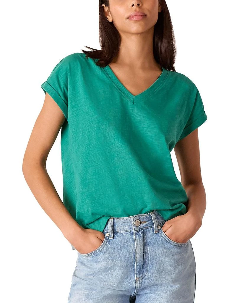 Whistles Willa V Neck Cap Sleeved Tee 1