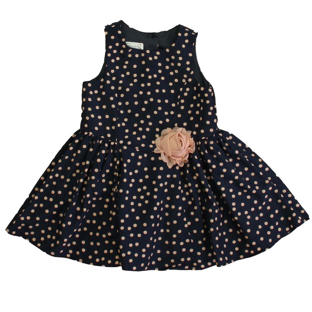 Pippa & Julie Girls Navy Polka Dots Dress