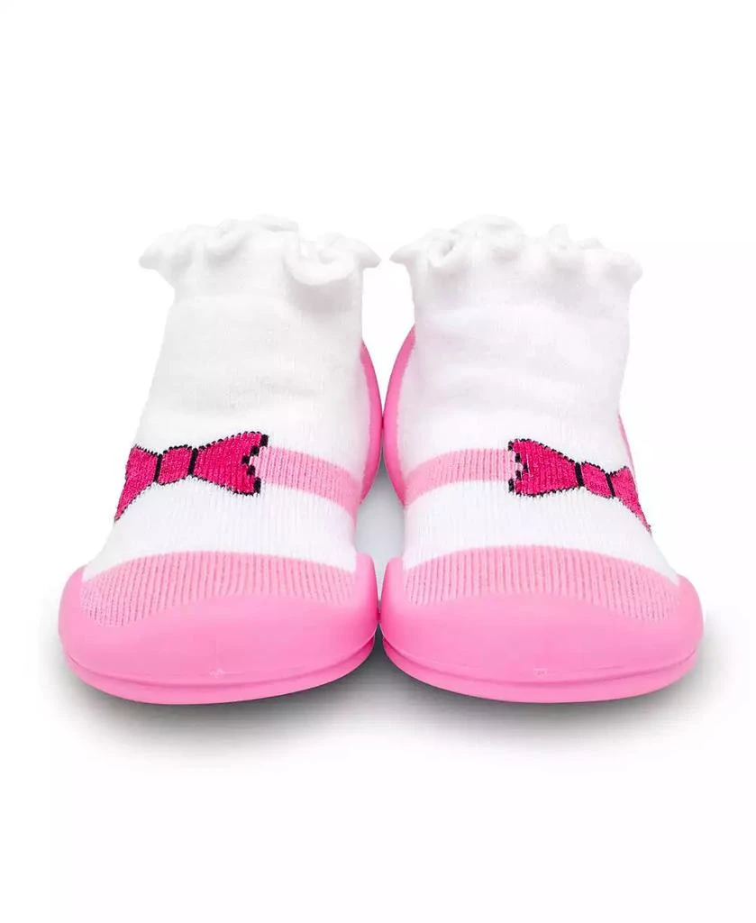 Komuello Infant Girl Breathable Washable Non-Slip Sock Shoes Mary Jane Bow 4