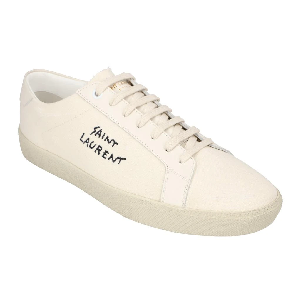 Yves Saint Laurent Court Classic Sl/06 Embroidered Sneakers In Canvas And Leather White 1