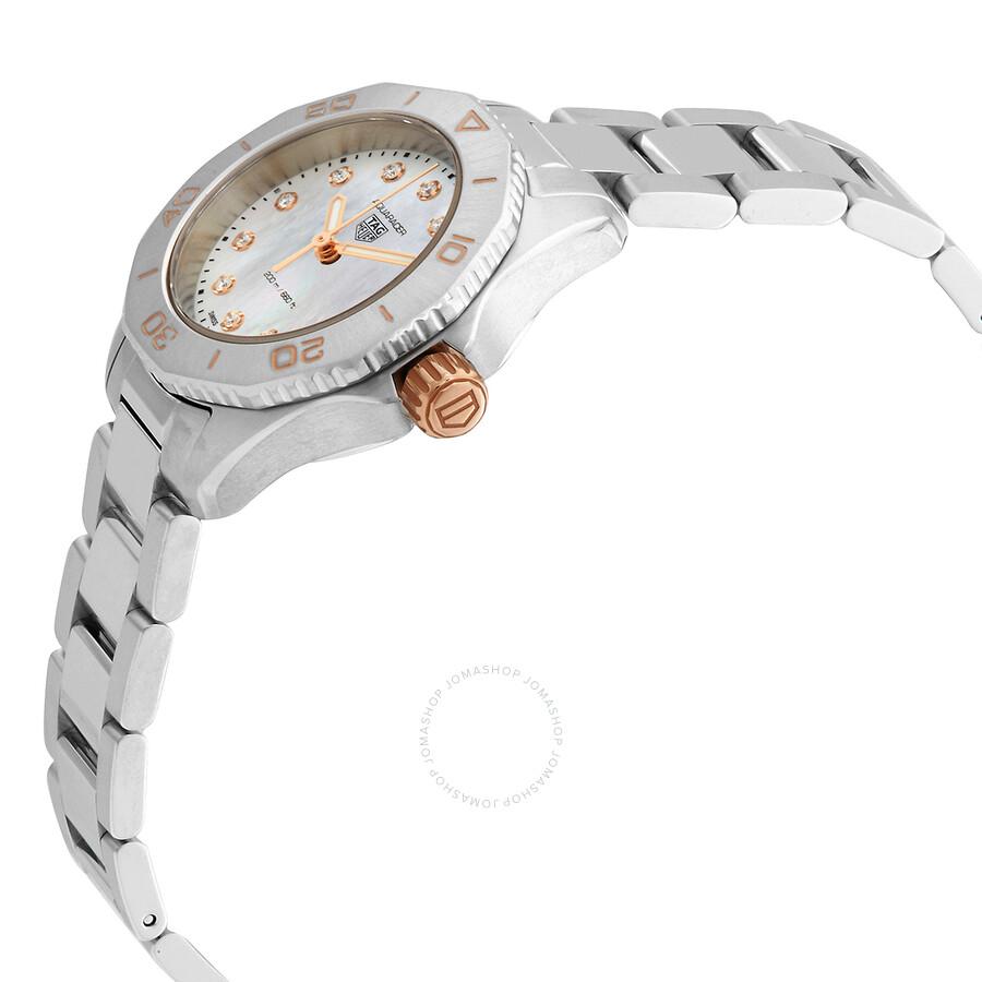 Tag Heuer Aquaracer Quartz Diamond White Mother of Pearl Dial Ladies Watch WBP1450.BA0622